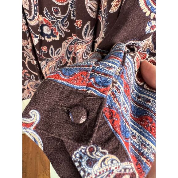 Knox Rose Dress 2XL Womens Mini Brown Long Sleeve Key Hole Back Paisley Print - Picture 4 of 9